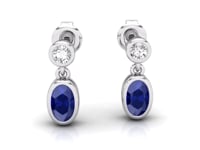 Video of oval blue sapphire and diamond drop earrings