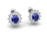 Video of oval sapphire and diamond cluster earrings