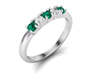 Video of the emerald and diamond five stone ring in 18k white gold