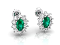 Video of oval emerald and diamond 0.42ct cluster earrings