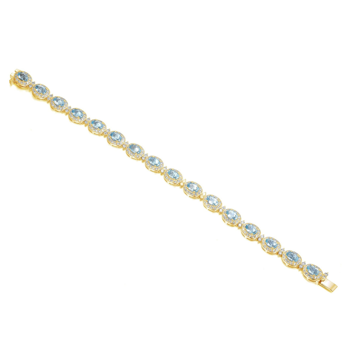 18k Yellow Gold Oval Aquamarine & Diamond Halo Bracelet – The Real Gem