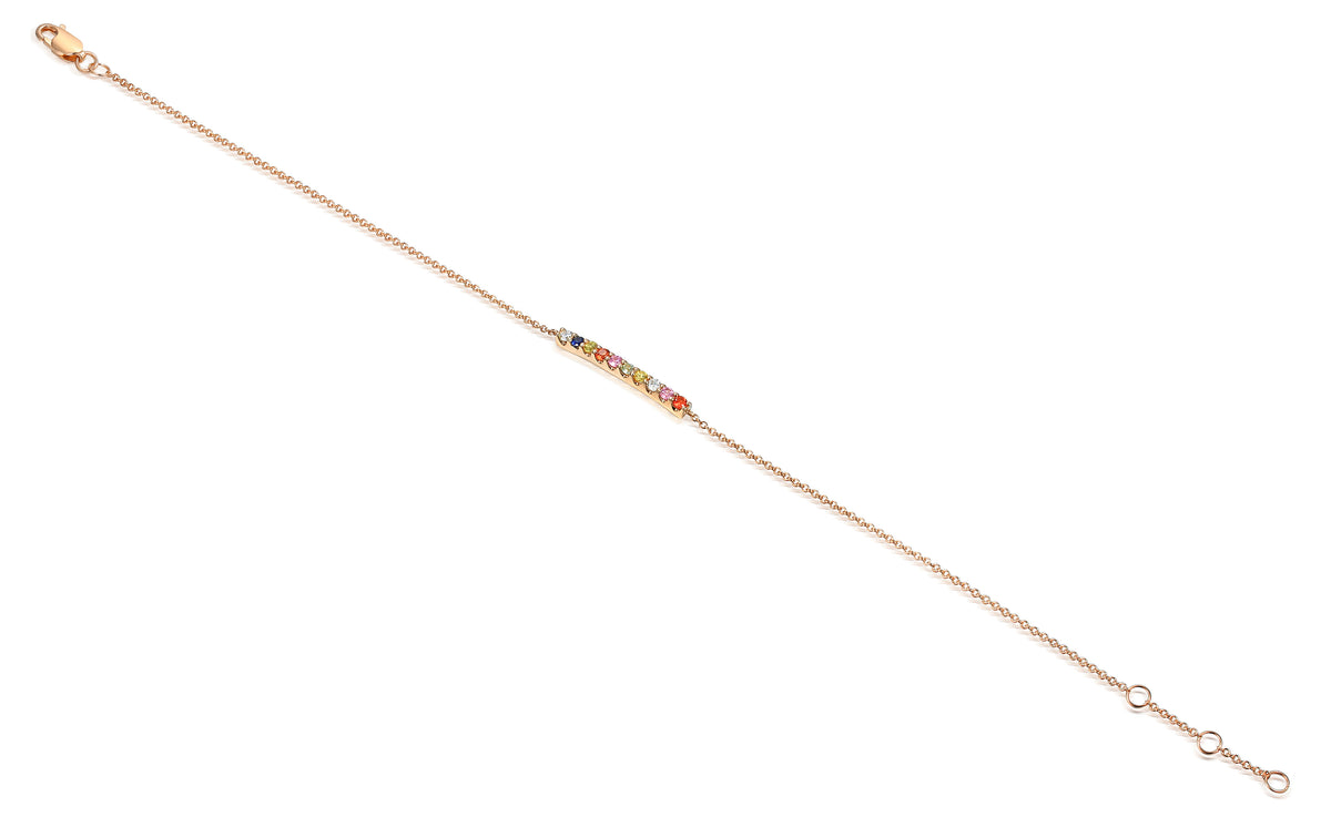 Rainbow sapphire and diamond bracelet in 18k rose gold
