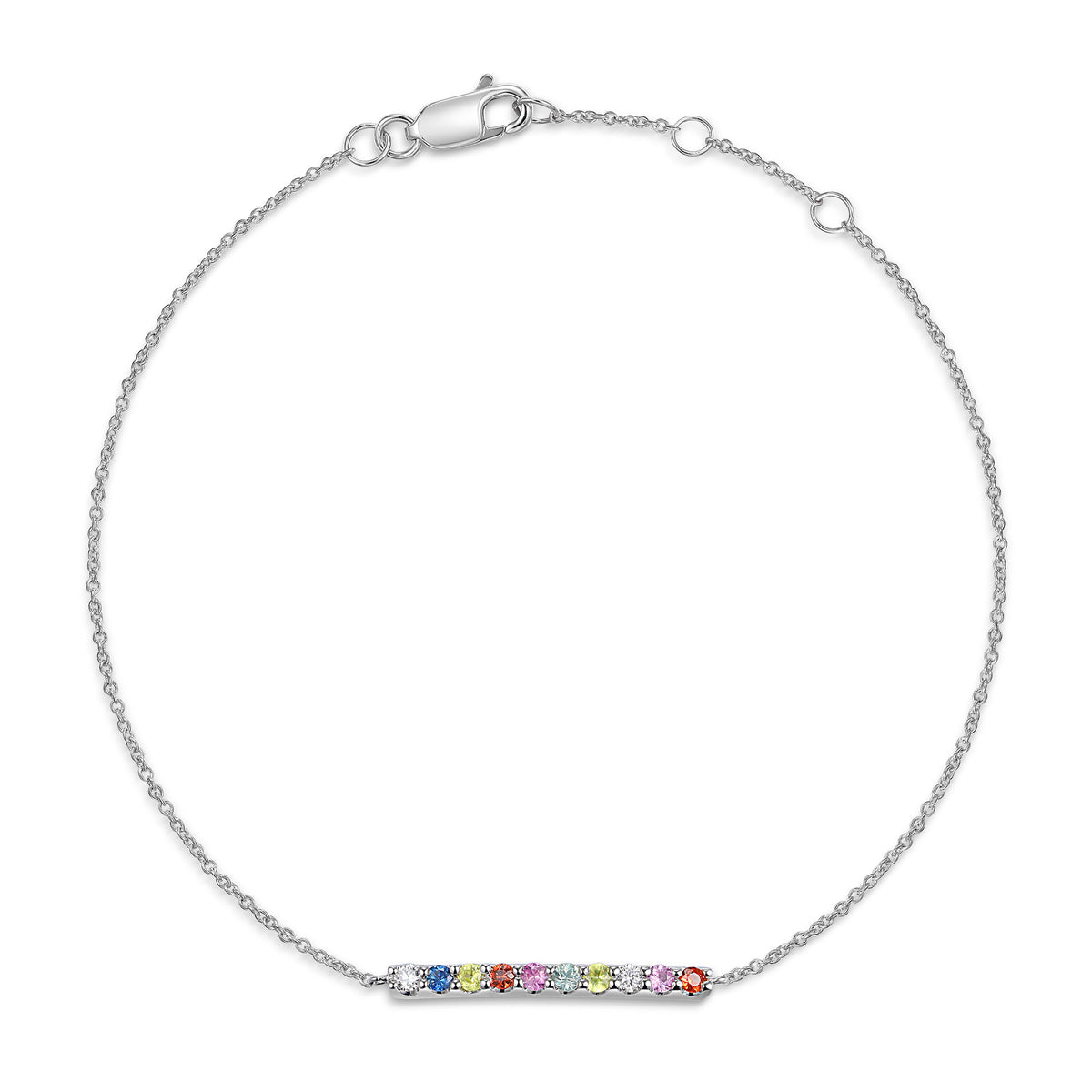 Rainbow sapphire and diamond bracelet in 18k white gold