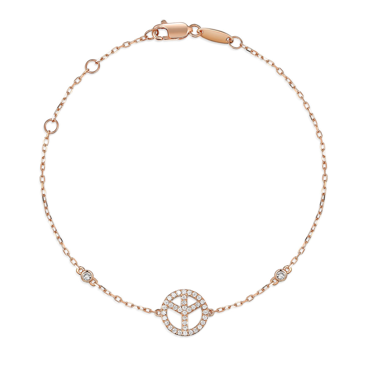 18k Rose Gold Peace Symbol Diamond Bracelet Ð The Real Gem