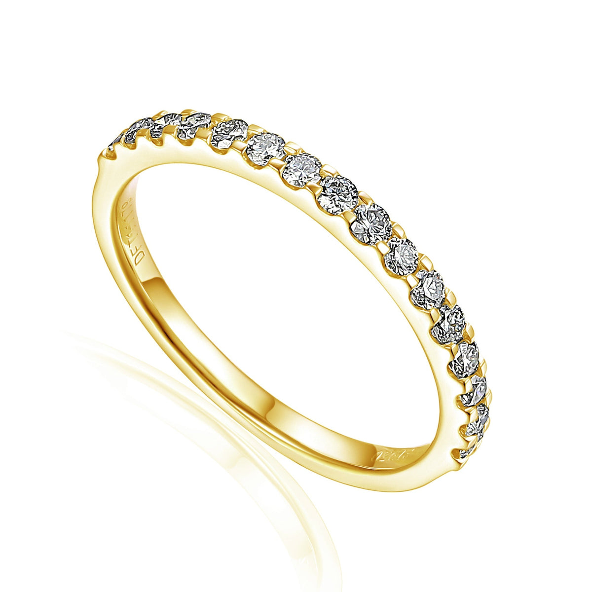 18k Yellow Gold 18k Yellow Gold Round Brilliant Cut Diamond Micro Set Half Eternity Ring – The Real Gem