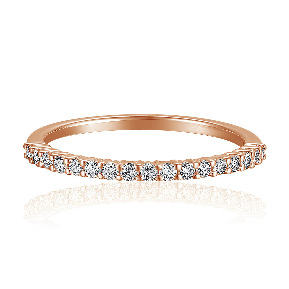Micro set diamond half eternity ring in 18k rose gold
