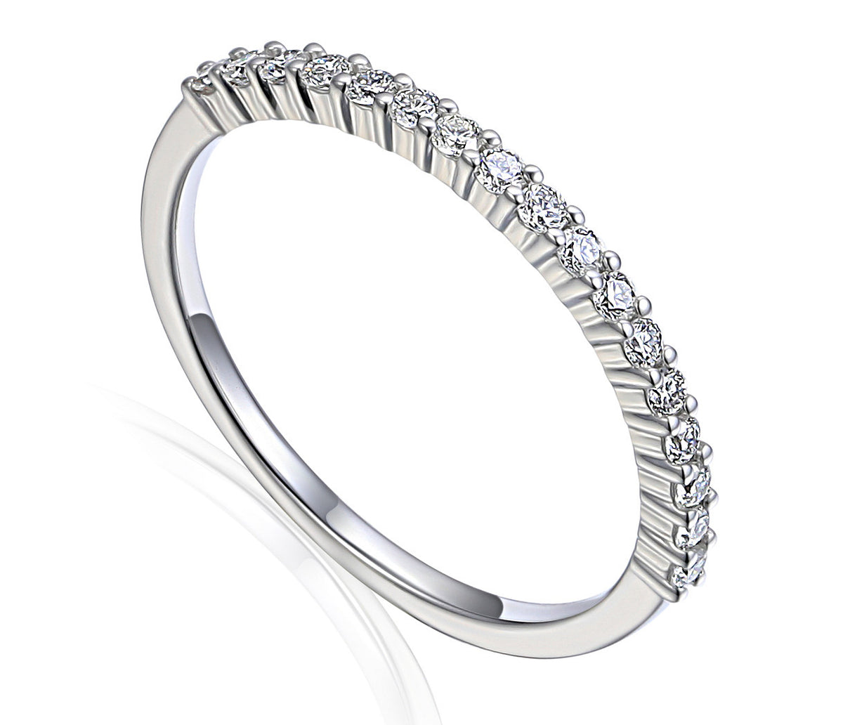 Micro set diamond half eternity ring in 18k white gold