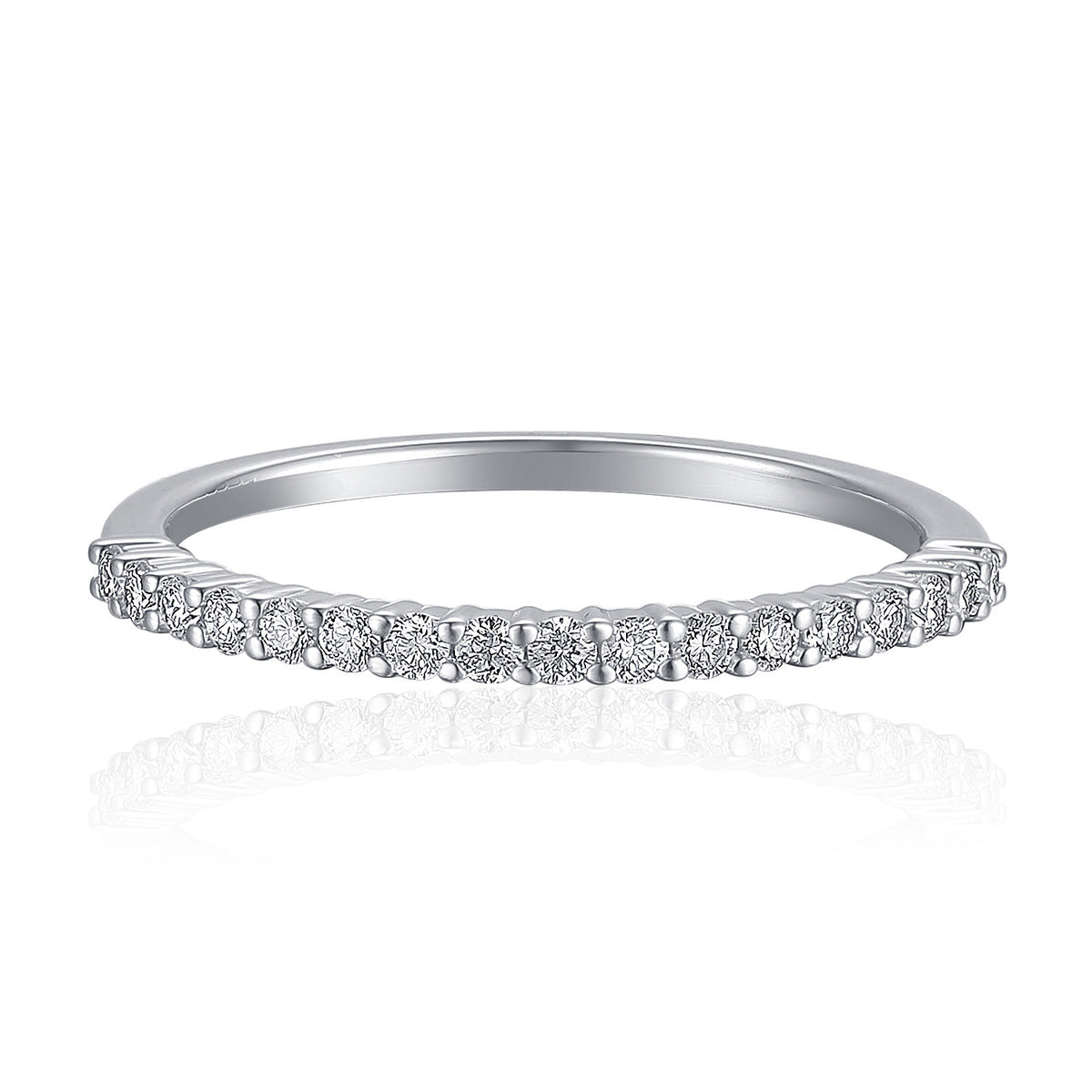 Micro set diamond half eternity ring in 18k white gold