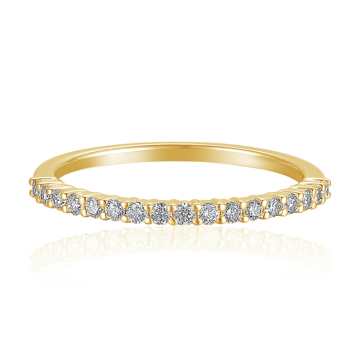Micro set diamond half eternity ring in 18k yellow gold