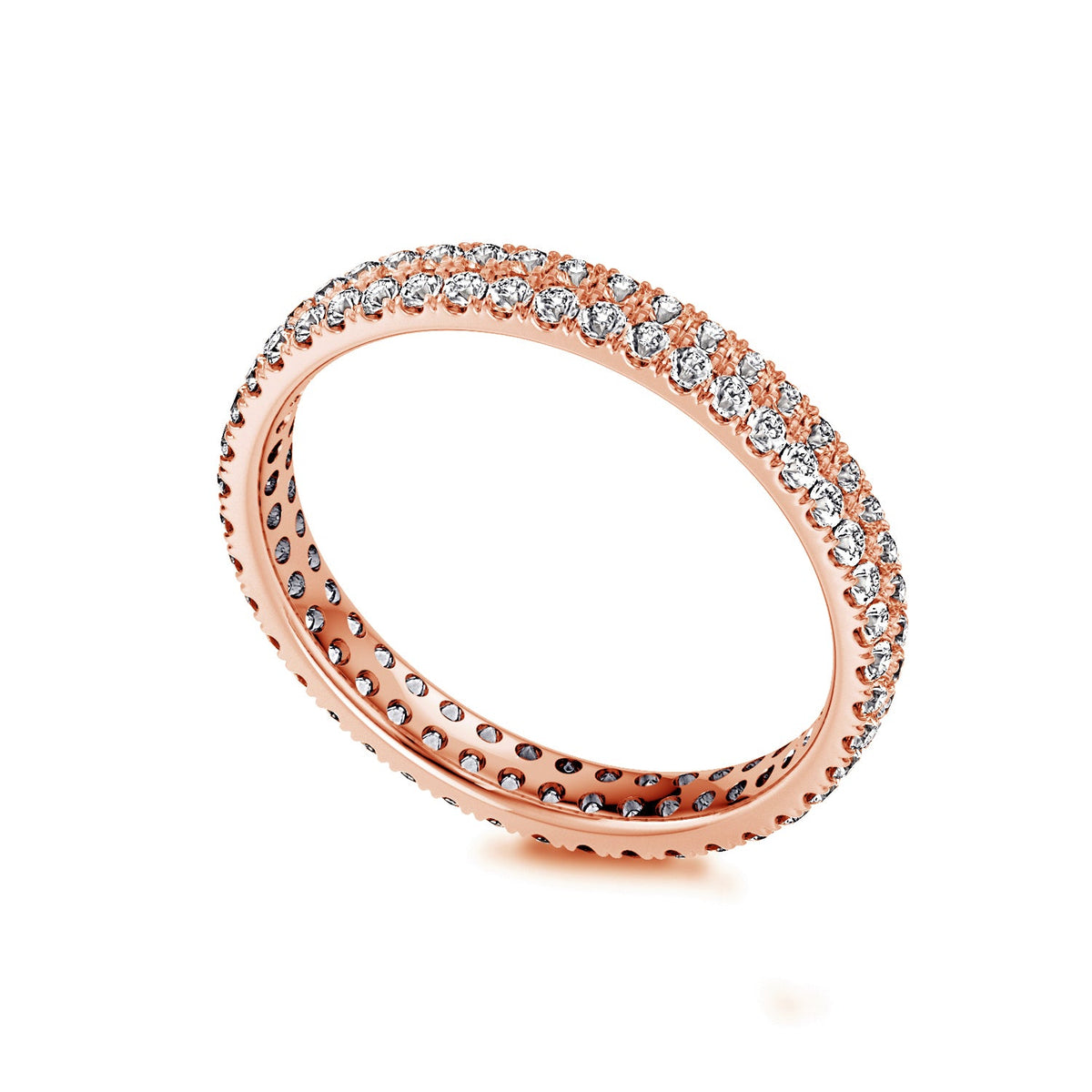 18k Rose Gold Double Row Diamond Micro Set Eternity Ring - The Real Gem
