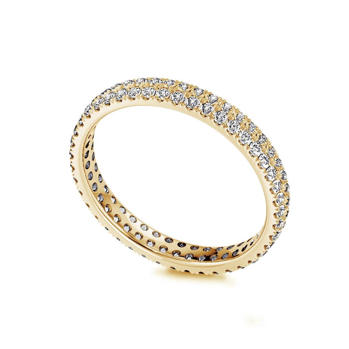 18k Yellow Gold Double Row Diamond Micro Set Eternity Ring - The Real Gem
