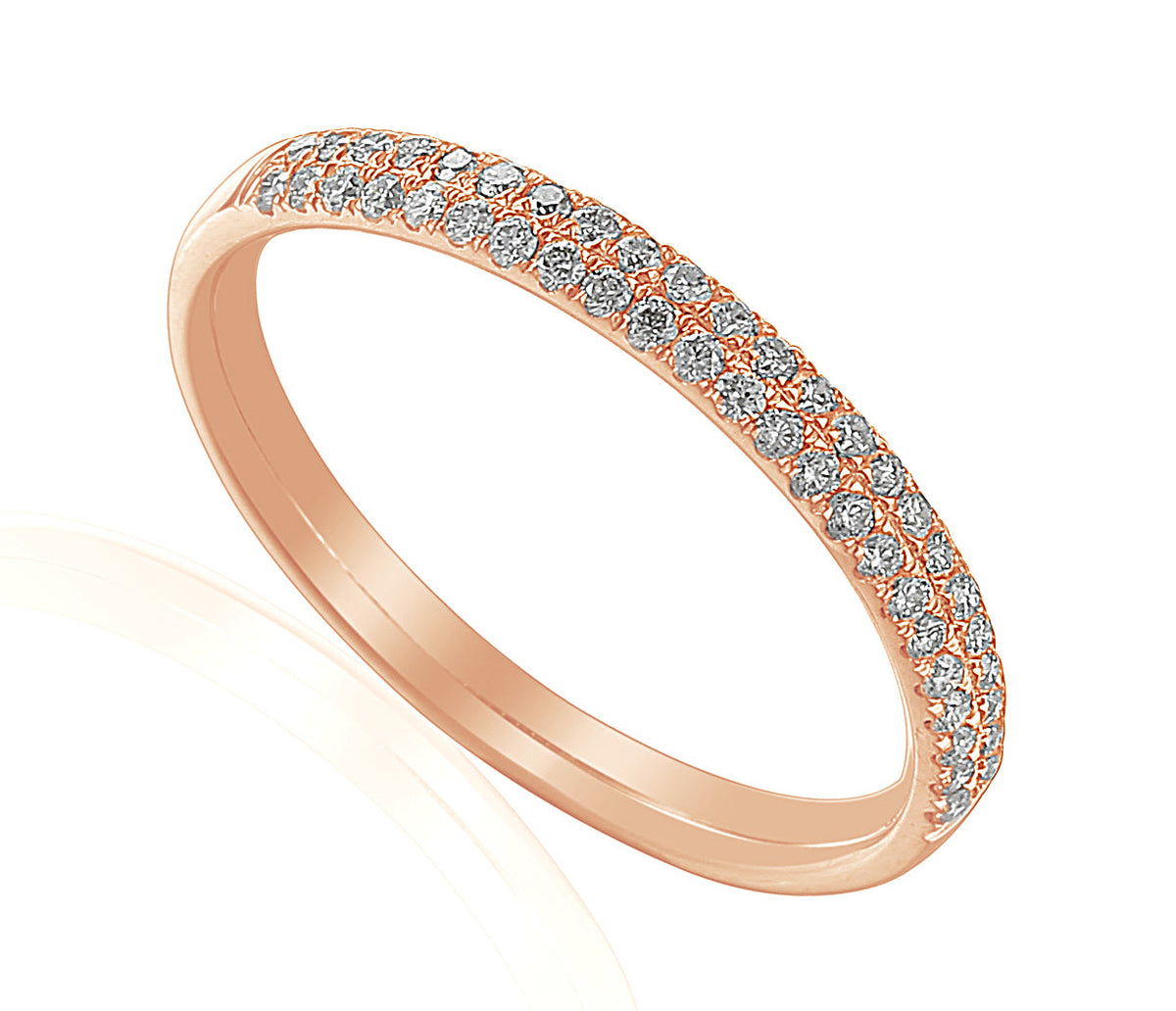 18k Rose Gold Double Row Diamond Micro Set Eternity Ring - The Real Gem