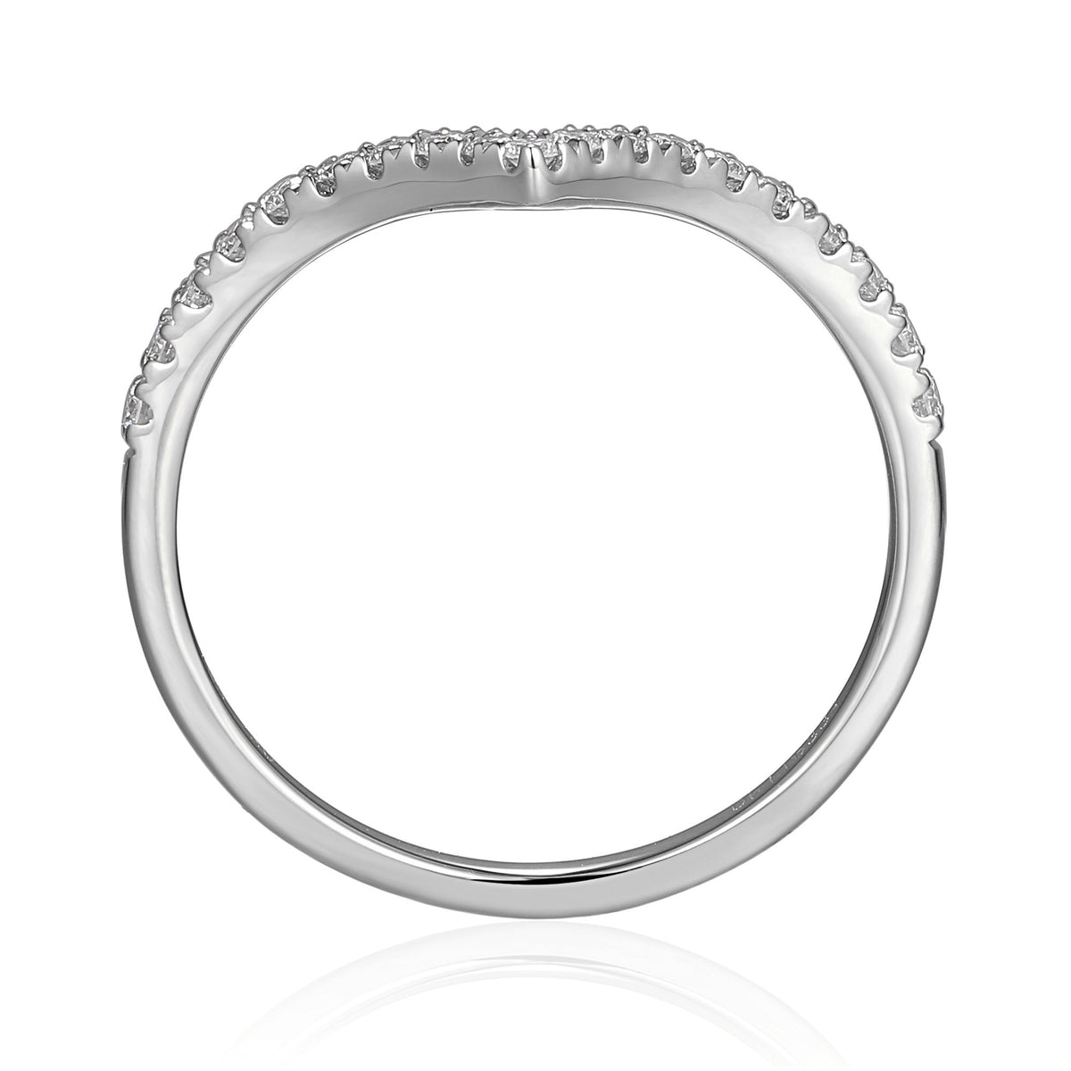 Diamond wishbone half eternity ring in 18k white gold