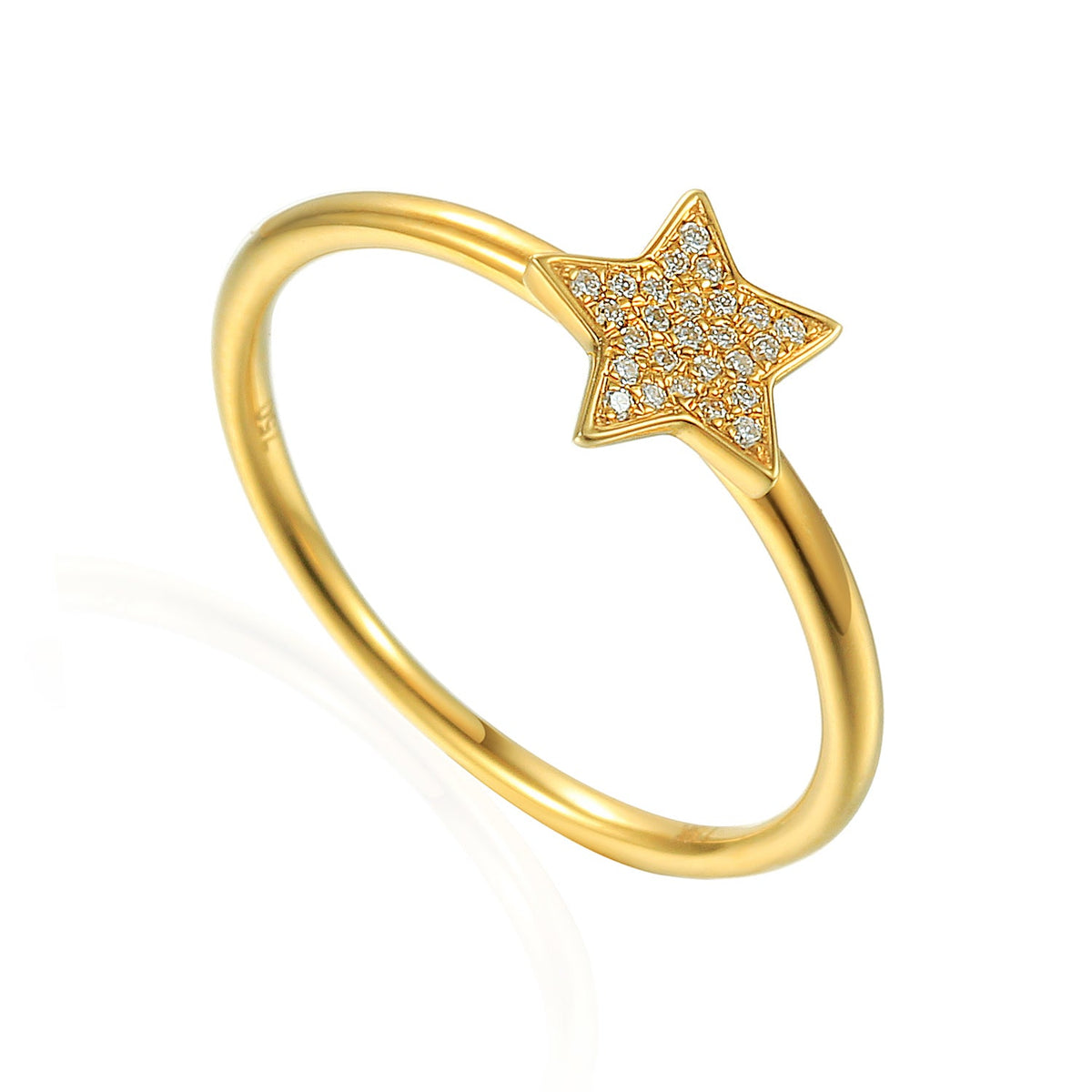 18k Yellow Gold Diamond Star Shape Ring - The Real Gem