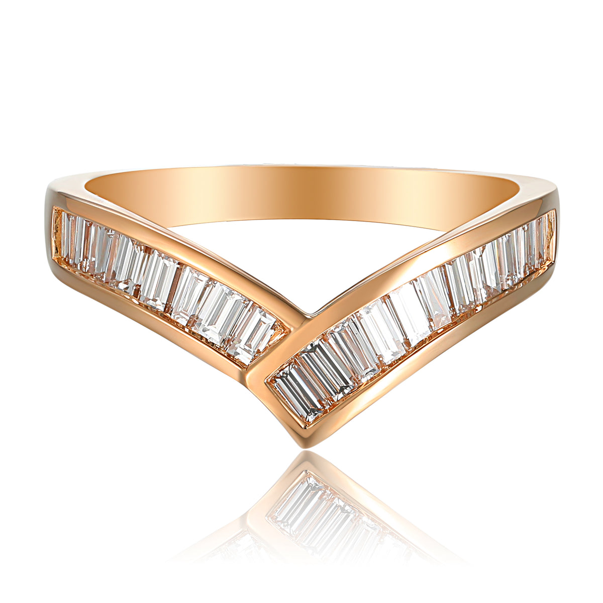 Baguette Diamond Wishbone Ring - G/VS