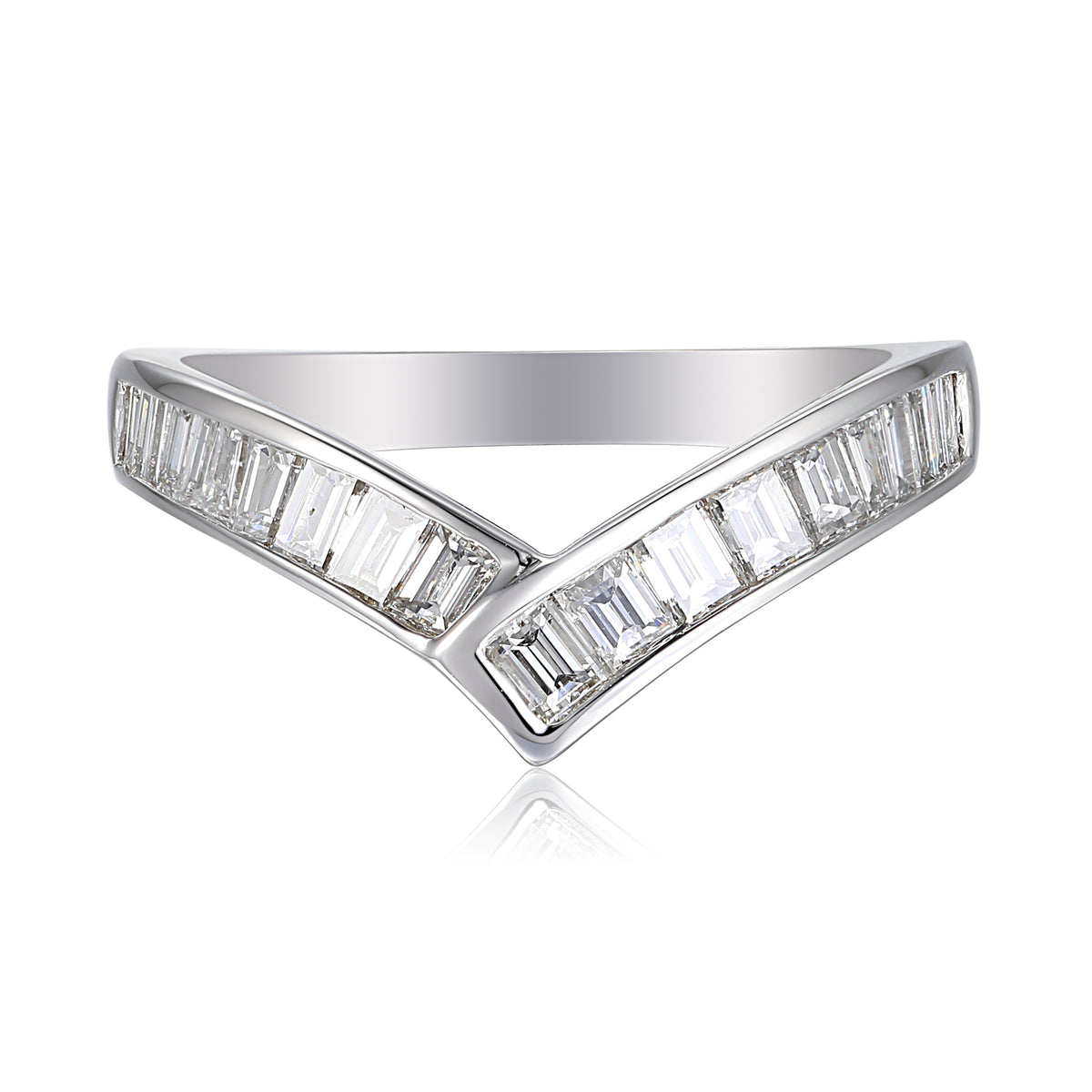 Baguette Diamond Wishbone Ring - G/VS