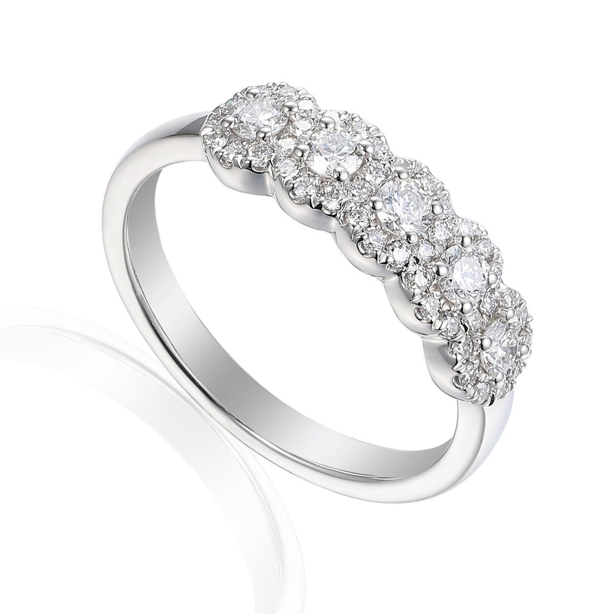 Platinum Diamond 5 Stone Halo Ring - The Real Gem
