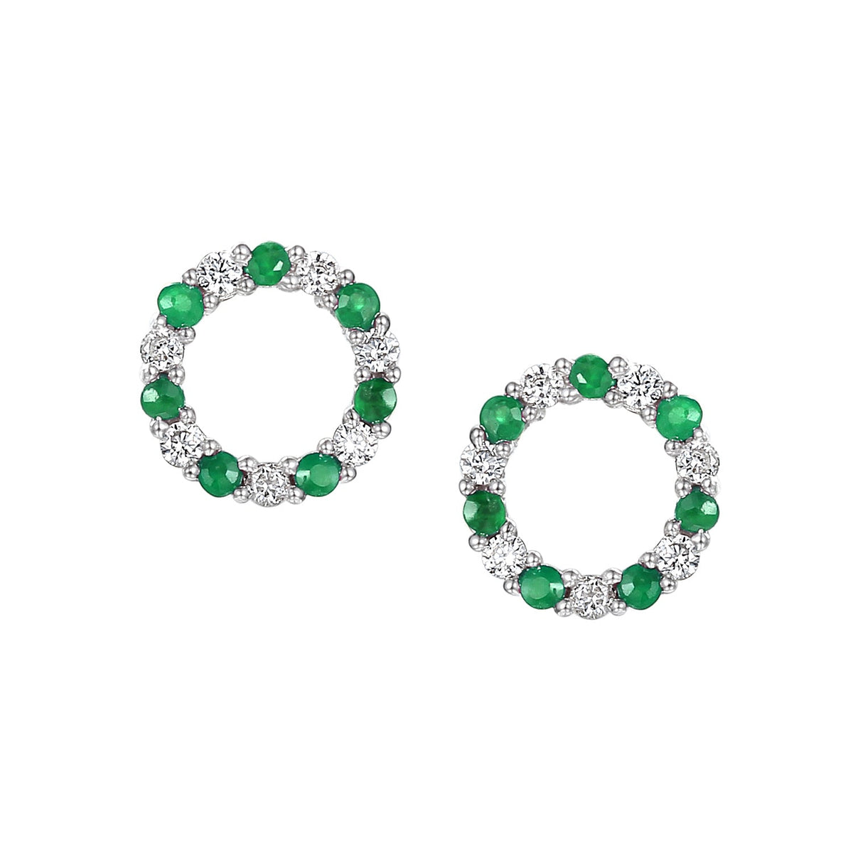 Emerald and Diamond Circle Stud Earrings – The Real Gem