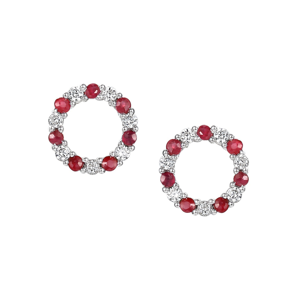 Ruby and Diamond Circle Stud Earrings – The Real Gem