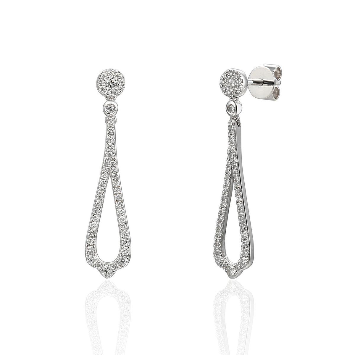 Diamond cluster drop earrings 0.45ct in 18k white gold