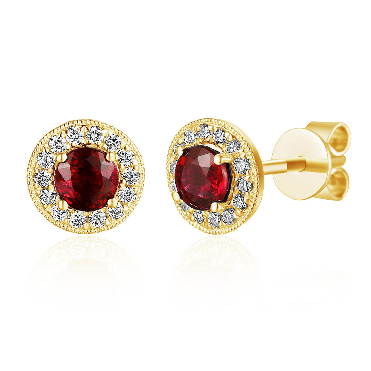 Ruby and Diamond Halo Stud Earrings – The Real Gem