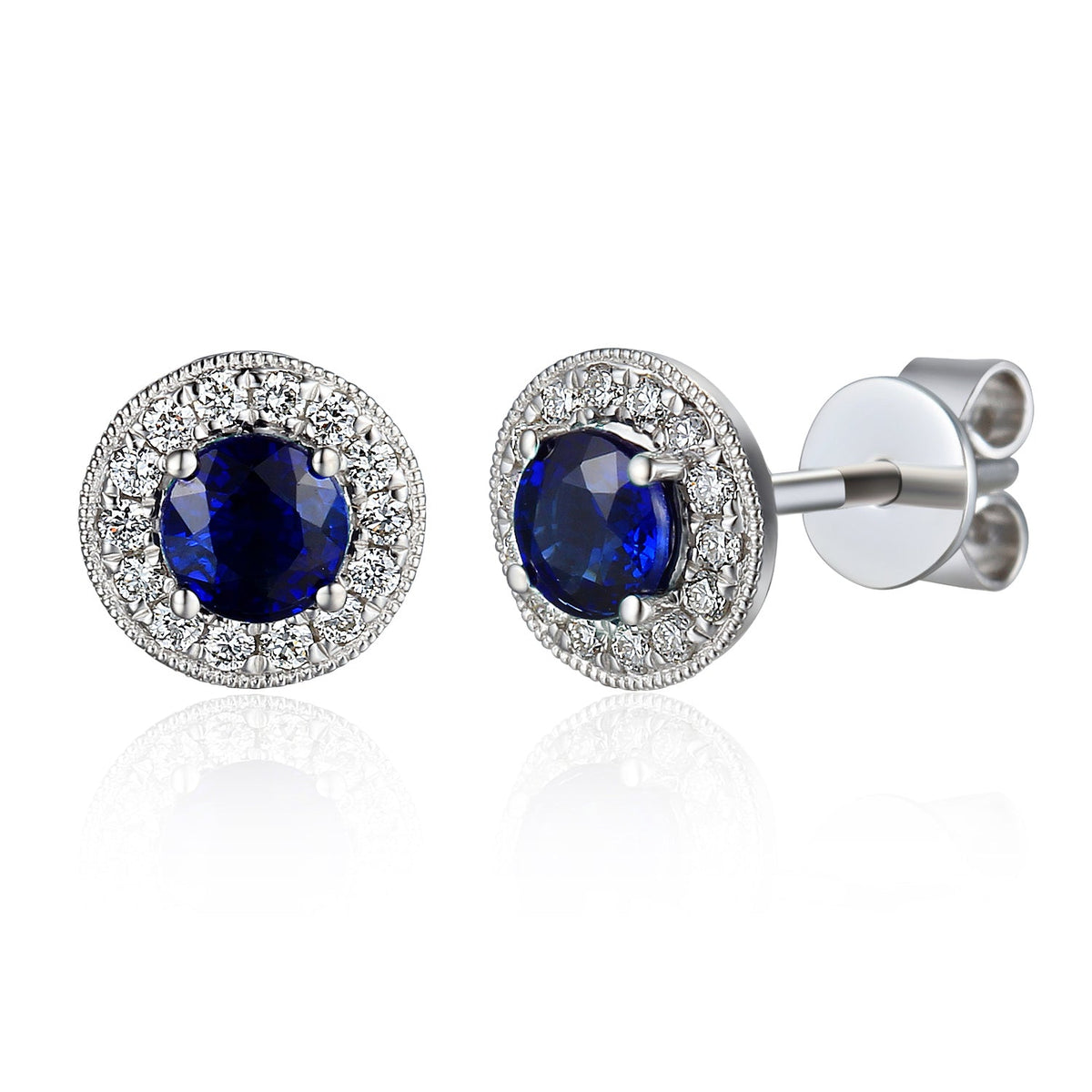 Sapphire and Diamond Halo Stud Earrings – The Real Gem