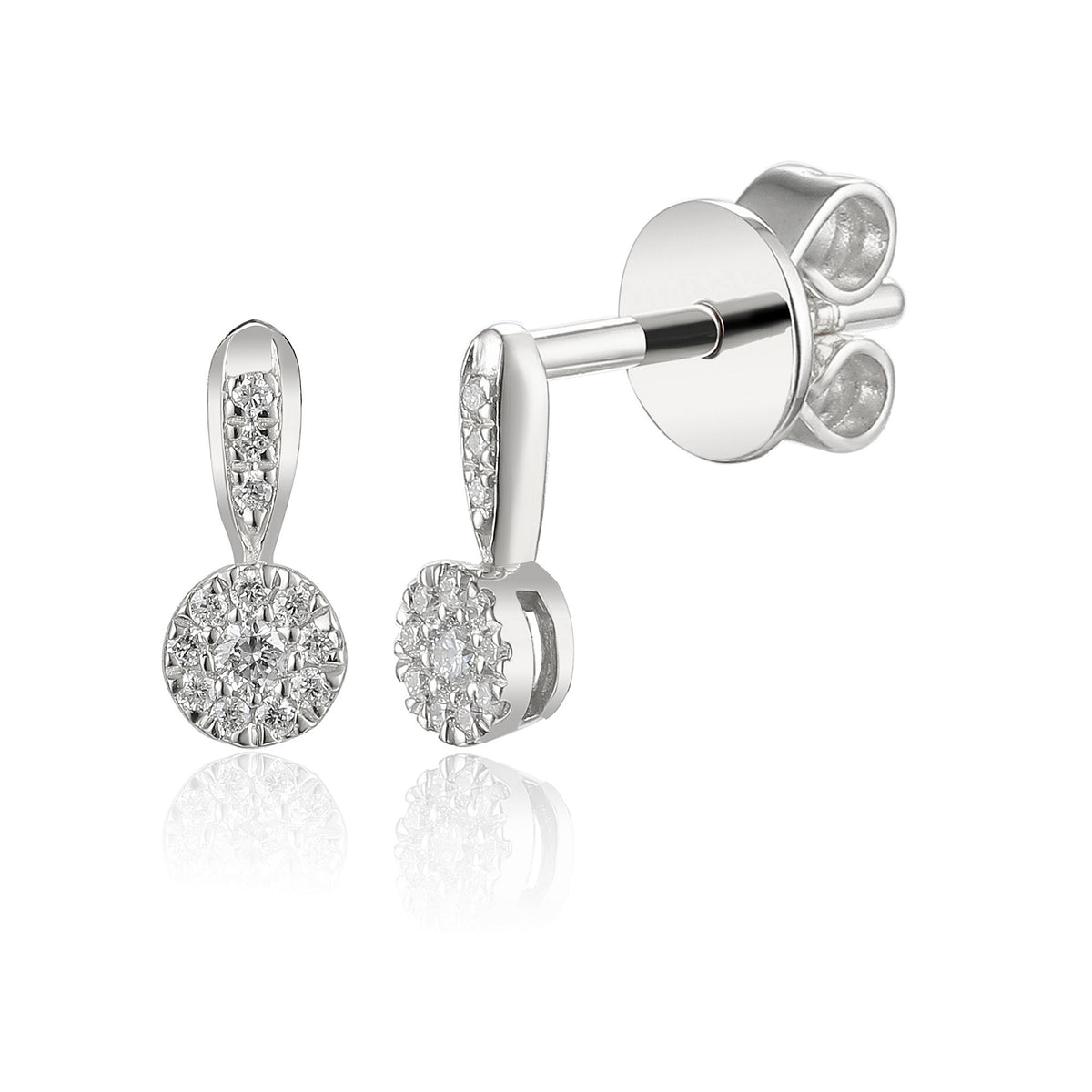 Pavé diamond circle drop earrings 0.10ct in 18k white gold