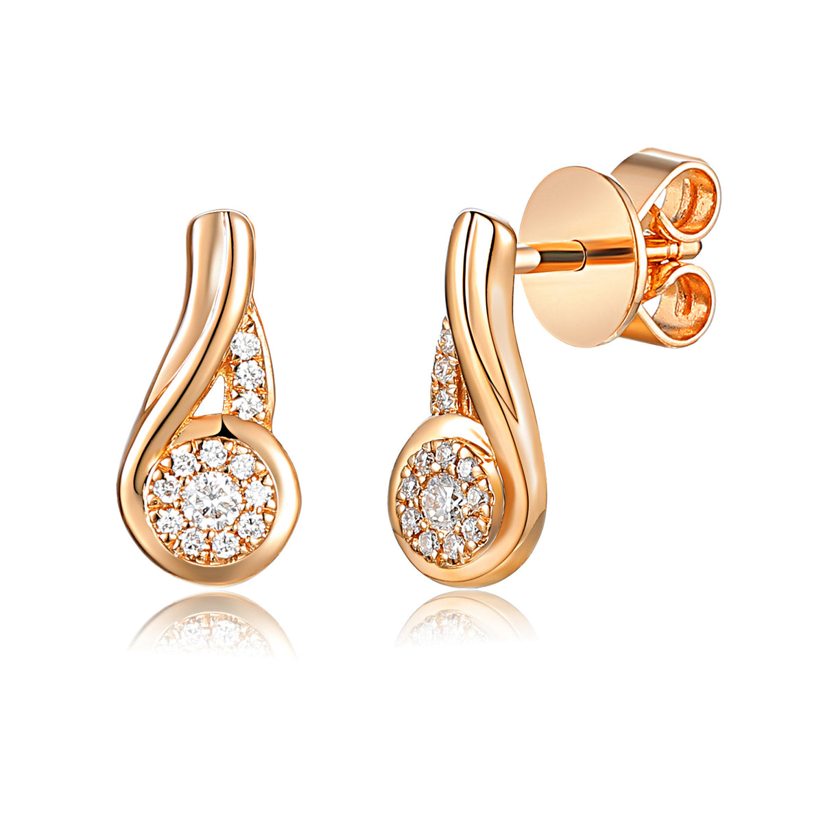 Micro set diamond drop earrings 0.10ct in 18k rose gold