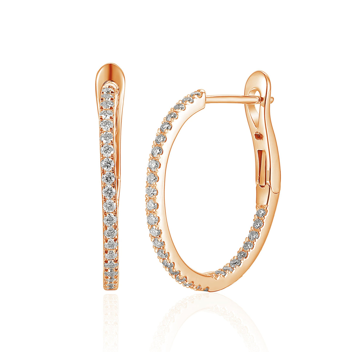 Diamond Pave Oval Hoop Earrings - The Real Gem