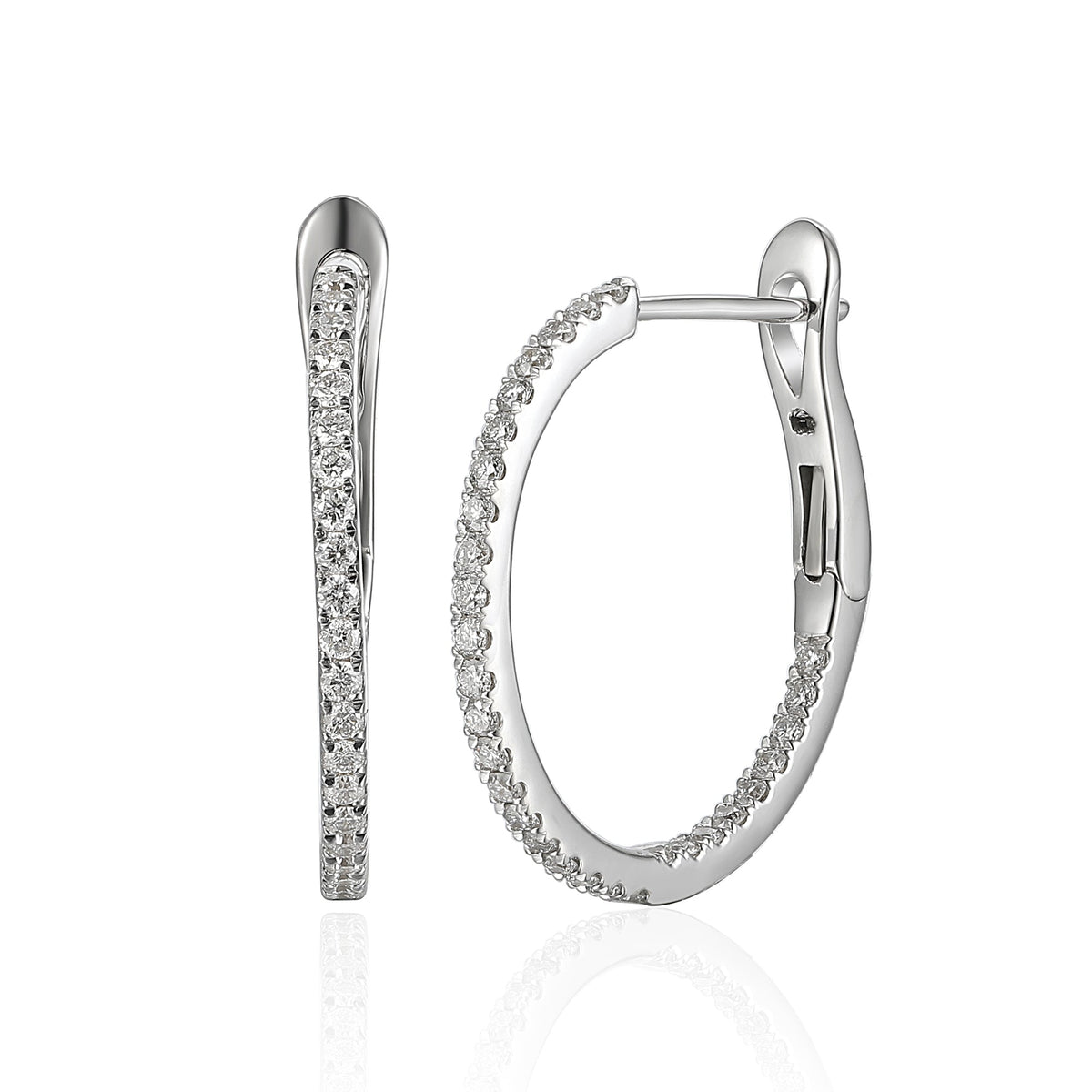 Diamond Pave Oval Hoop Earrings - The Real Gem