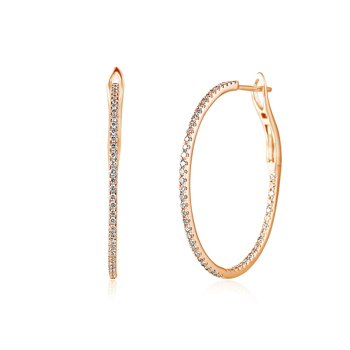 18k Rose Gold Diamond Micro-Set Hoop Earrings – The Real Gem