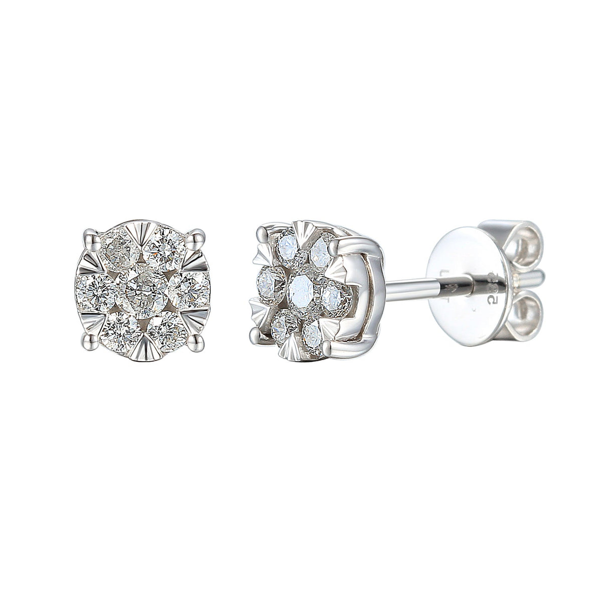 18k White Gold Illusion-Set Diamond Stud Earrings – The Real Gem