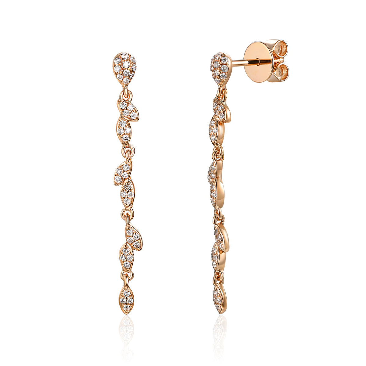 Diamond Leaf Drop Earrings Ð The Real Gem