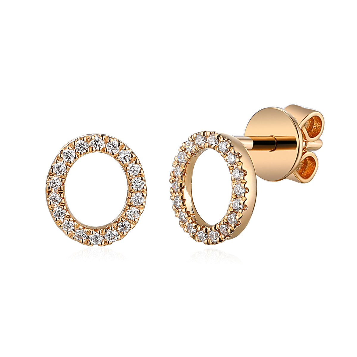 18k Rose Gold Diamond Halo Circle Stud Earrings – The Real Gem