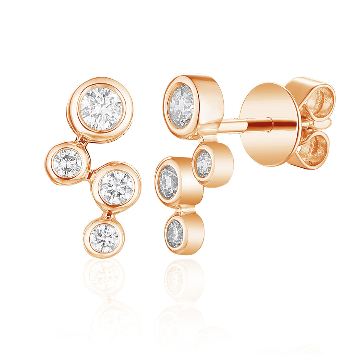 18k Rose Gold Diamond Bubble Drop Earrings 0.33ct G/SI - The Real Gem