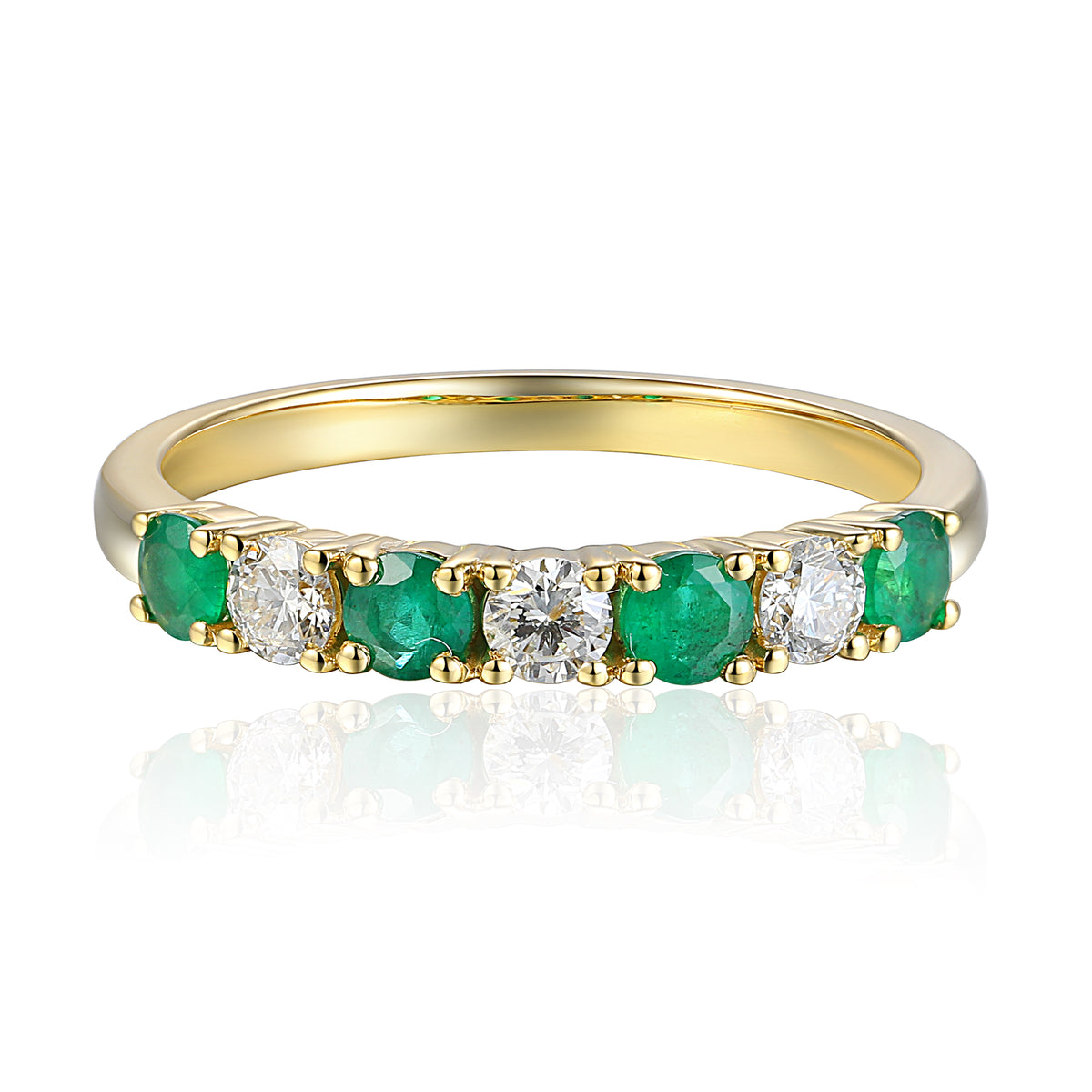 Emerald And Diamond 7 Stone Ring
