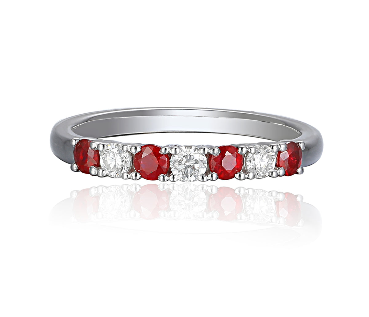 Ruby And Diamond 7 Stone Ring