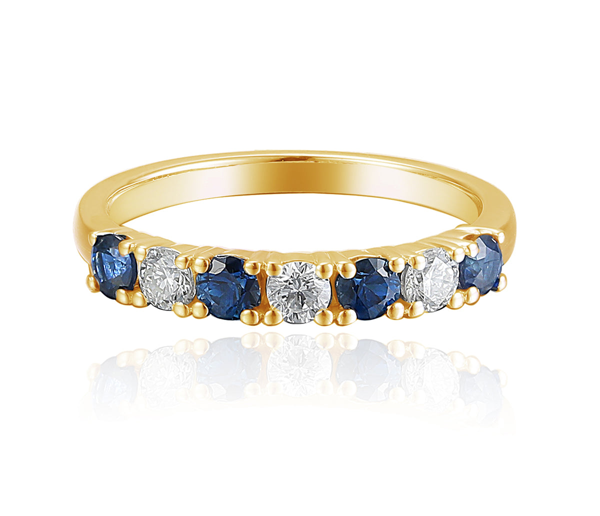 Blue Sapphire And Diamond 7 Stone Ring