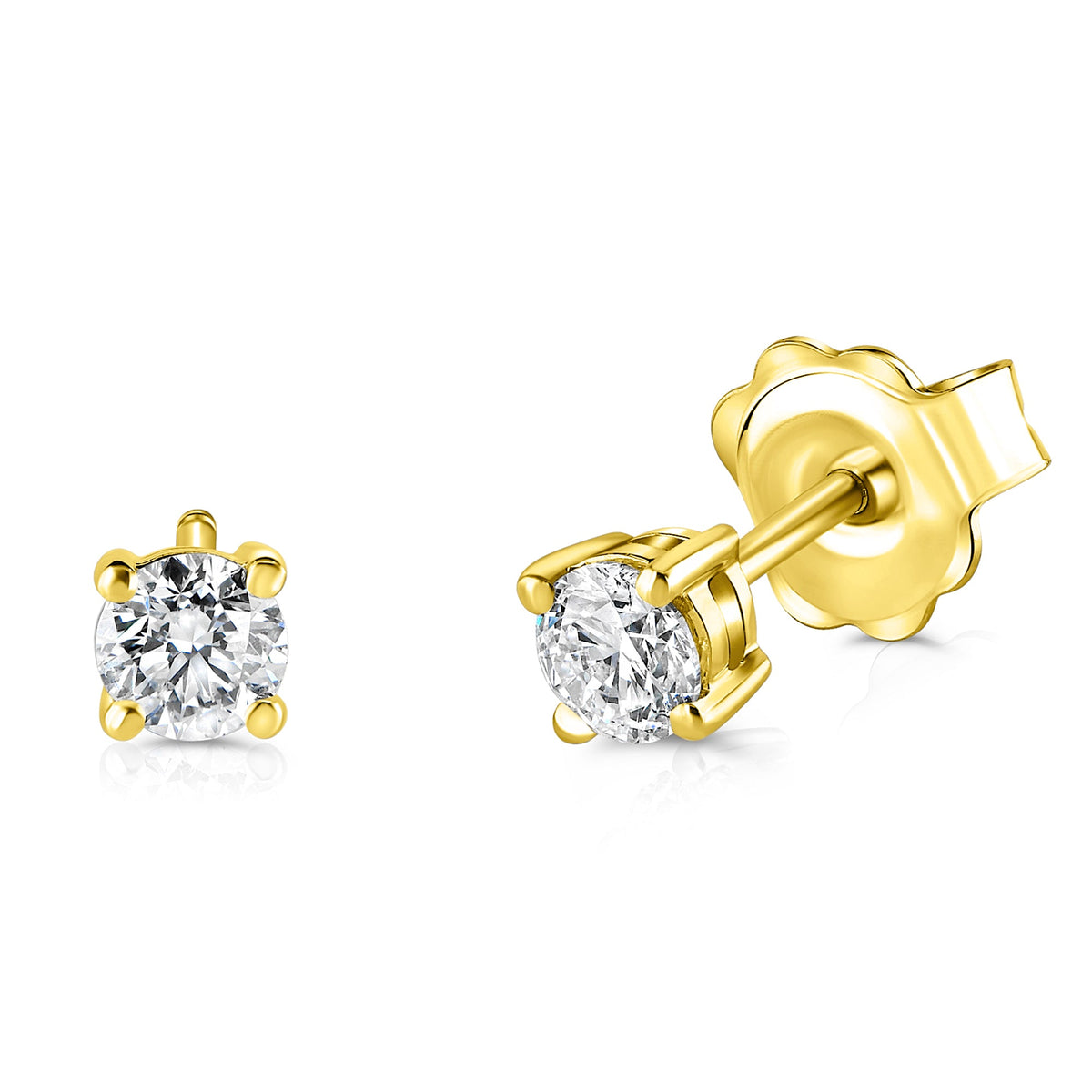 18k Yellow Gold Diamond Stud Earrings 1.40ct G/SI - The Real Gem