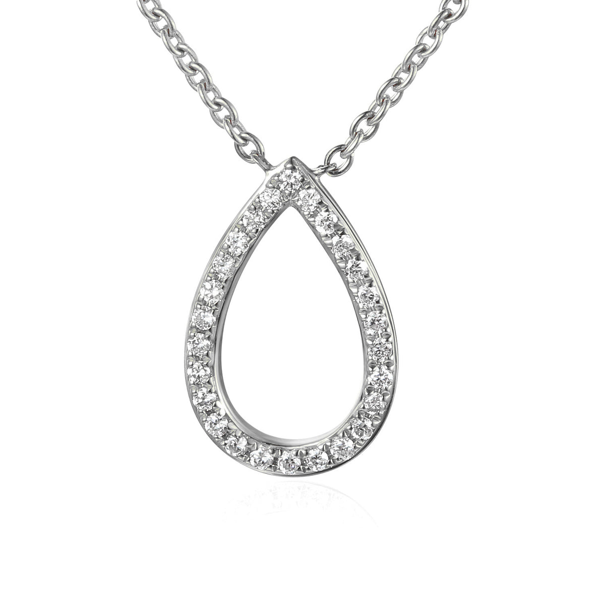 Diamond teardrop necklace in 18k white gold