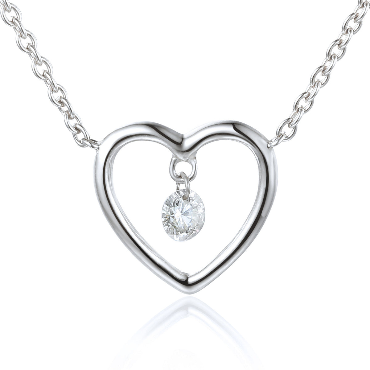 Diamond heart necklace in 18k white gold