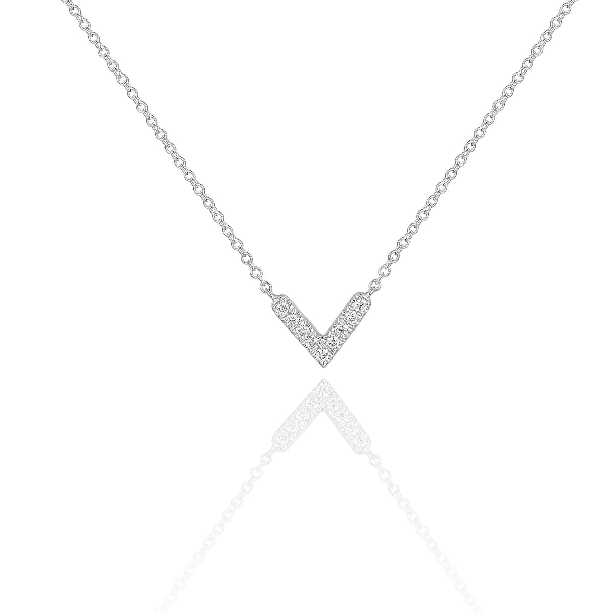Diamond v necklace in 18k white gold