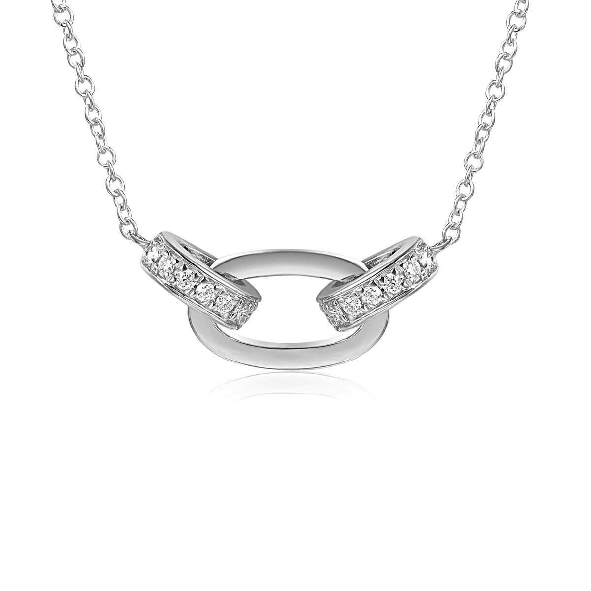 Diamond triple circle necklace in 18k white gold