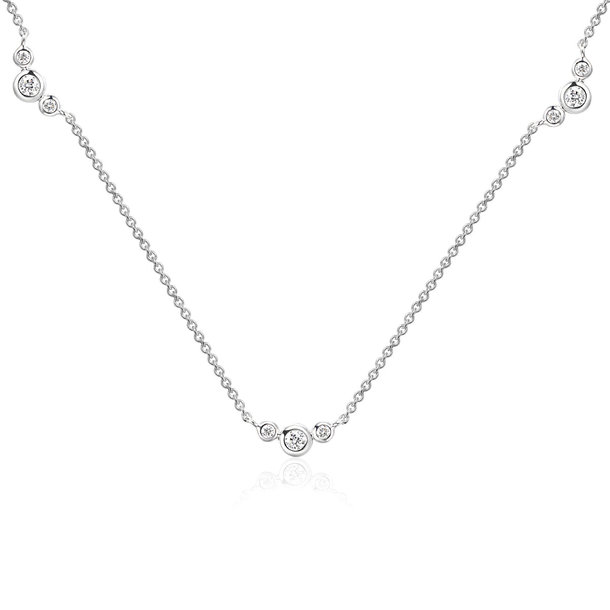 Rubover diamond by the yard necklace in 18k white gold