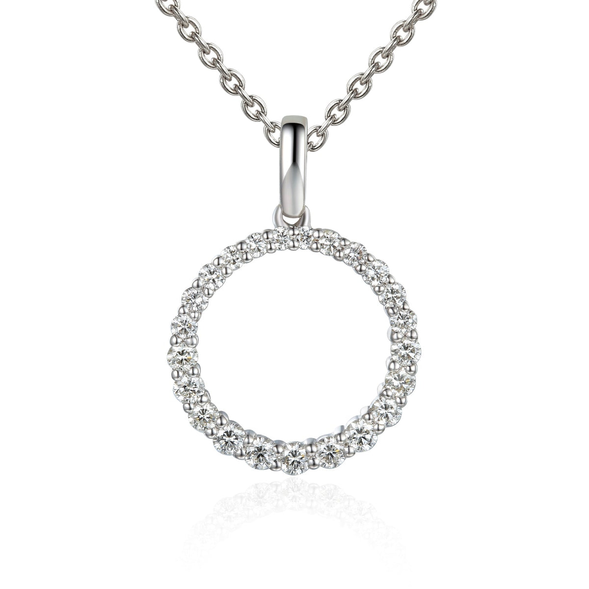18k White Gold Diamond Circle of Life Necklace - The Real Gem