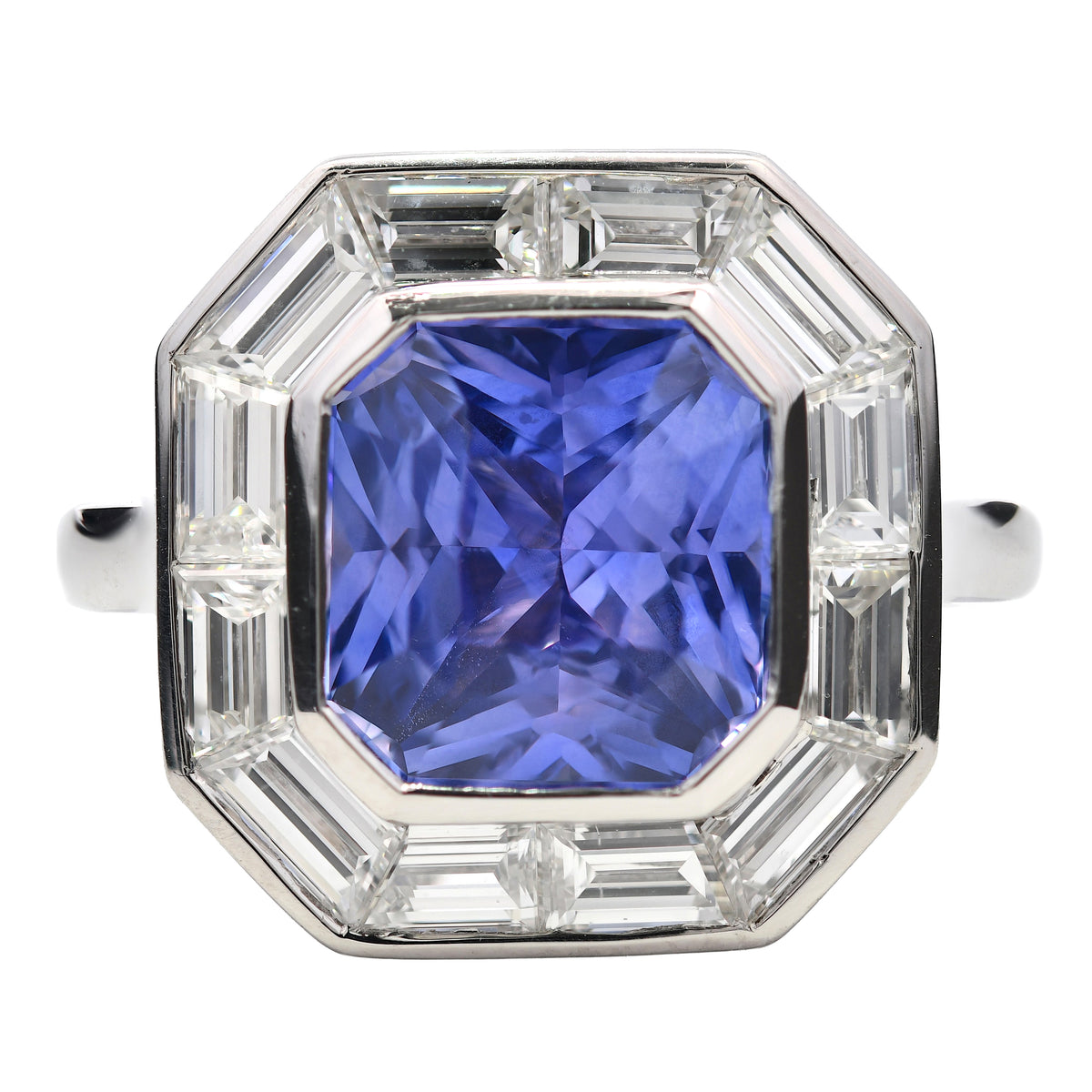 Platinum Lilac Sapphire 3.01ct & Diamond 1.38ct Halo Ring – The Real Gem