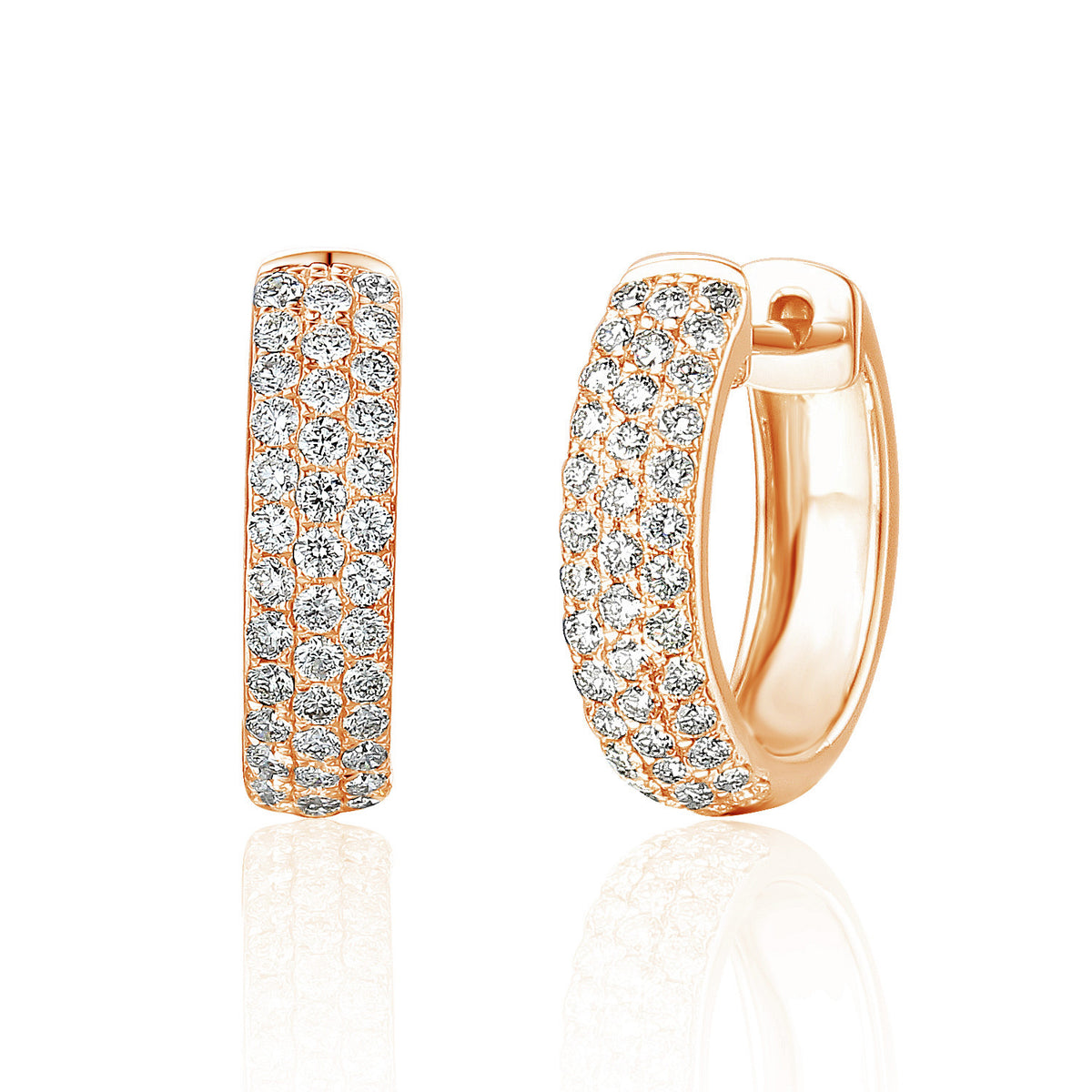 Micro set diamond hoop earrings 0.50ct in 18k rose gold