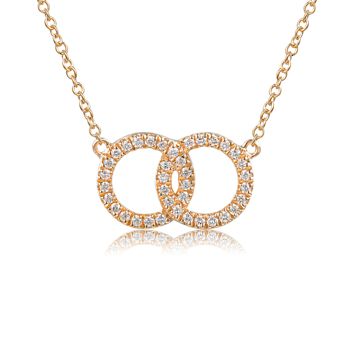 Diamond circle of life necklace 0.10ct in 18k rose gold