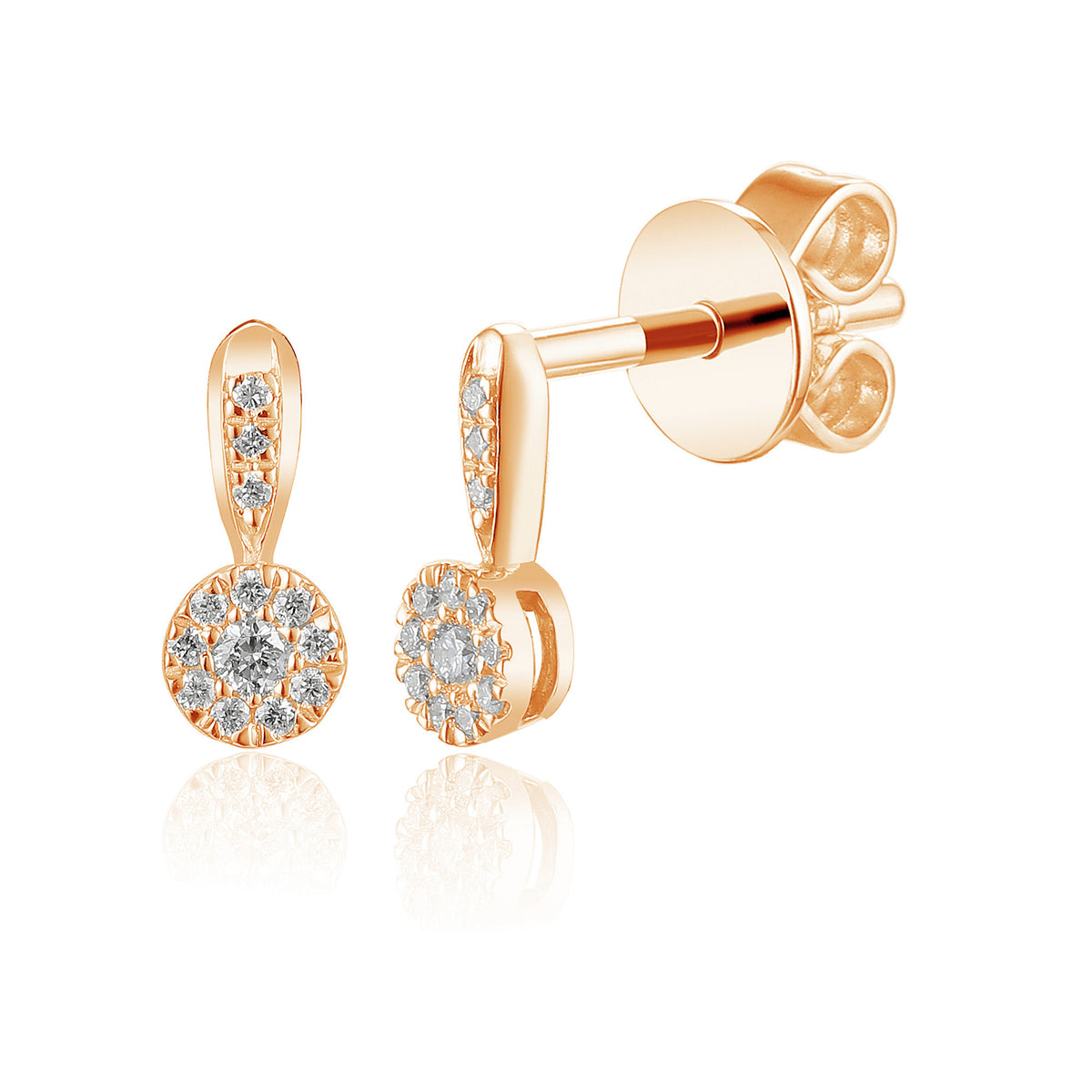 Pavé diamond circle drop earrings 0.10ct in 18k rose gold