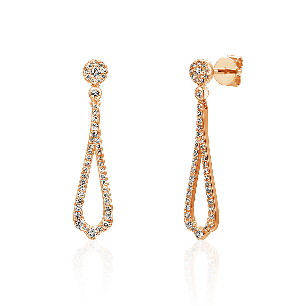 Diamond cluster drop earrings 0.45ct in 18k rose gold